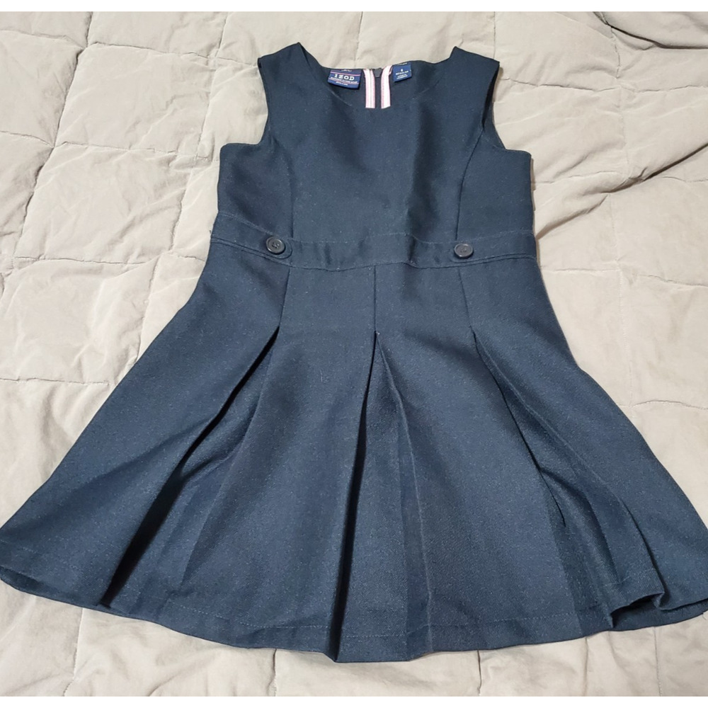 IZOD Girls School Uniform Jumper Dress Navy Size 6 Pleated Skirt